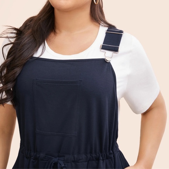 BloomChic Plain Pocket Drawstring Overall Dress L ( us12) - Picture 5 of 6